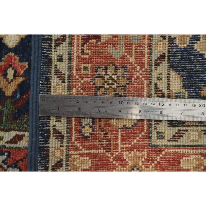 Hand Knotted Oriental 100% Wool Carpet Traditional All-Over Navy Blue & Blues Ziegler Runner Rug - 11' 6'' X 2' 6''