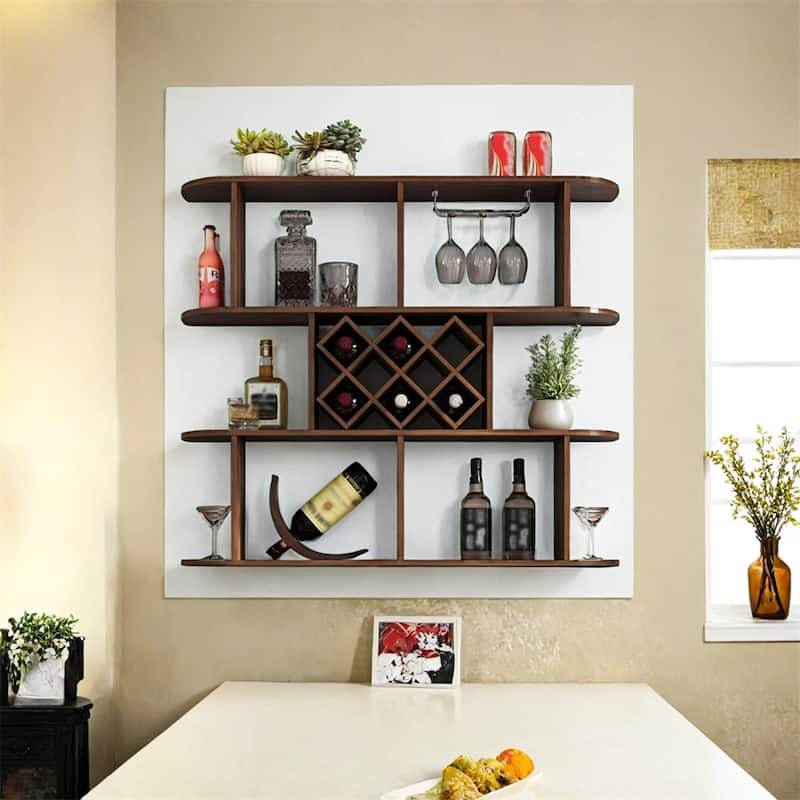Wall Mounted 3 Tier Bottle Wine Rack,Wooden Wall Mounted Wine Rack