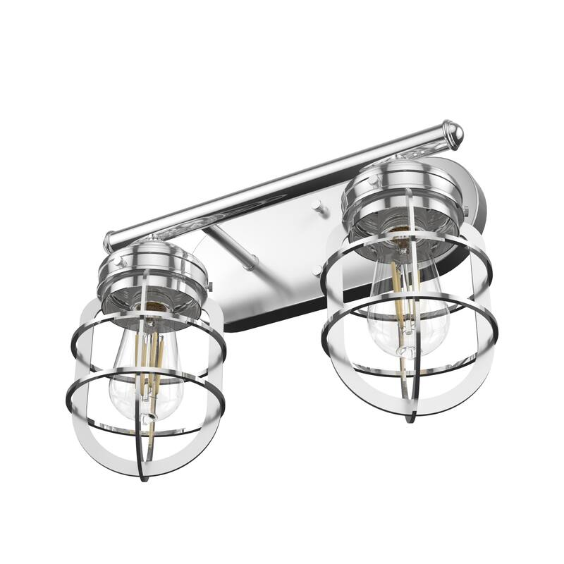 Hunter Starklake 2 Light Vanity Wall Light, Modern Industrial, Cage, Rustic, Modern Farmhouse