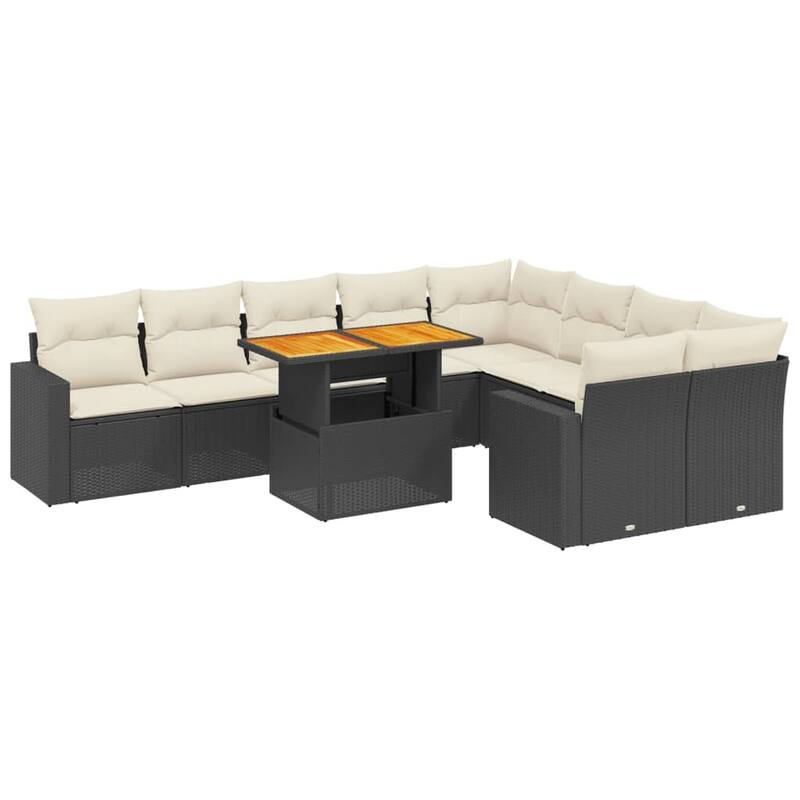 vidaXL Patio Sofa Set with Cushions Table and Sofa Modules 10 Piece Poly Rattan - 21.7 x 39.4 x 28.7