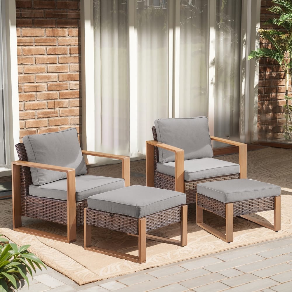 Gymojoy Outdoor Dining Chairs with Ottomans for Garden