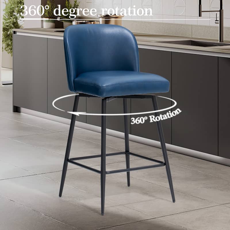 26.77" Counter Height Swivel Bar Stools with Backs and Metal Legs