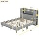 preview thumbnail 9 of 7, Twin/Full Size Platform Bed with Storage Headboard, White/Gray Finish, Durable Particle Board Construction, for teenagers.