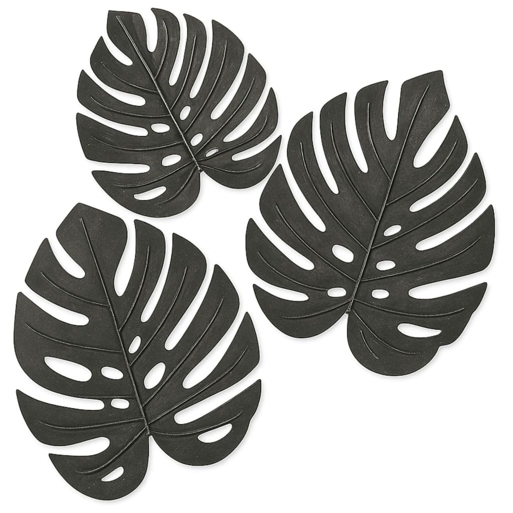 Black Green Portrait Metal Leaf Wall Art 24x22 Botanical Decor