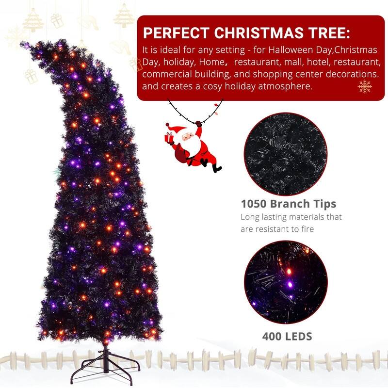 7ft Wizard Hat Shape with Light 10 Functions With Remote Control Christmas Tree - N/A
