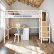 preview thumbnail 2 of 15, White White Loft Bed with Desk and Storage Wardrobe,Twin Size for Home