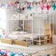 preview thumbnail 16 of 26, Multiple Features and Sturdy Design Twin Over Full Metal Bunk Bed with Drawer and Lateral Storage Ladder and Wardrobe,