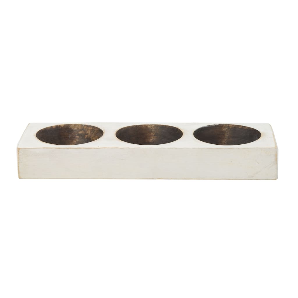 Distressed White 3 Hole Cheese Mold Candle Holder - 3 Hole