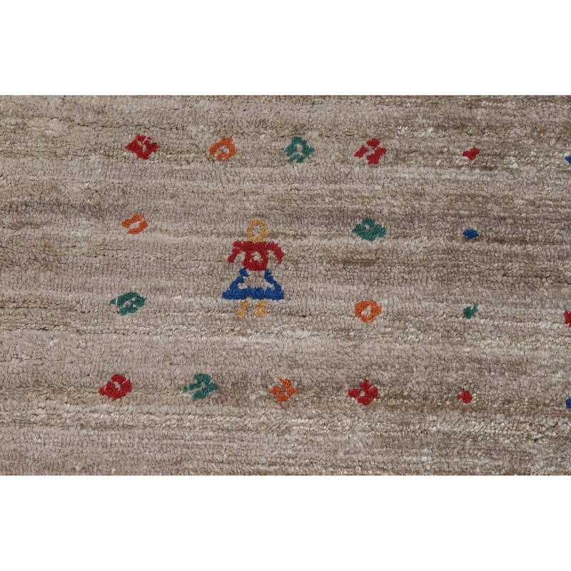 Hand Knotted Oriental 100% Wool Carpet Tribal Tribal Greys & Charcoal Gabbeh Area Rug - 9' 11'' X 8' 0''