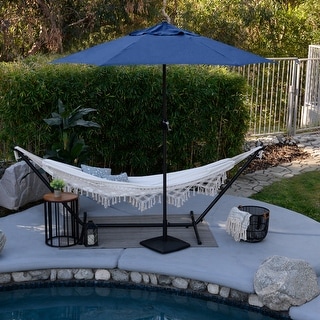 Astella 9' Rd Outdoor Patio Umbrella, Crank Open Push Button Tilt with built in Wind Vent
