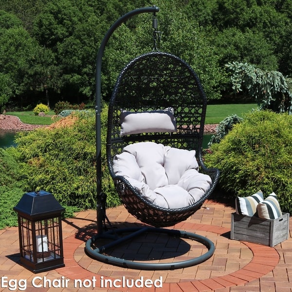 Shop Sunnydaze Egg Chair Stand With Round Base Powder Coated Steel 76 Tall Overstock 30240278