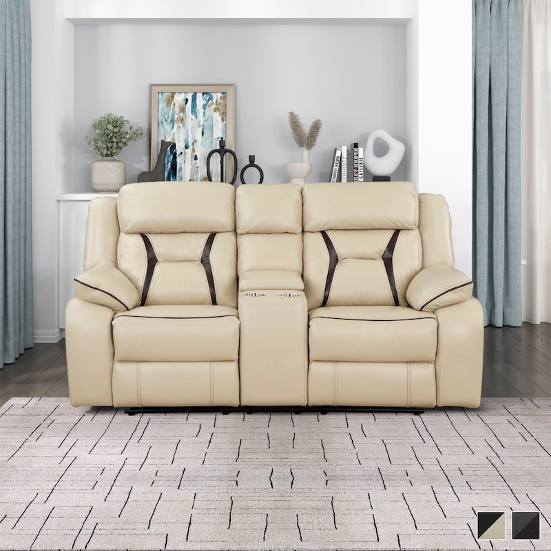Matteo Breathable Faux Leather Manual Double Reclining Loveseat