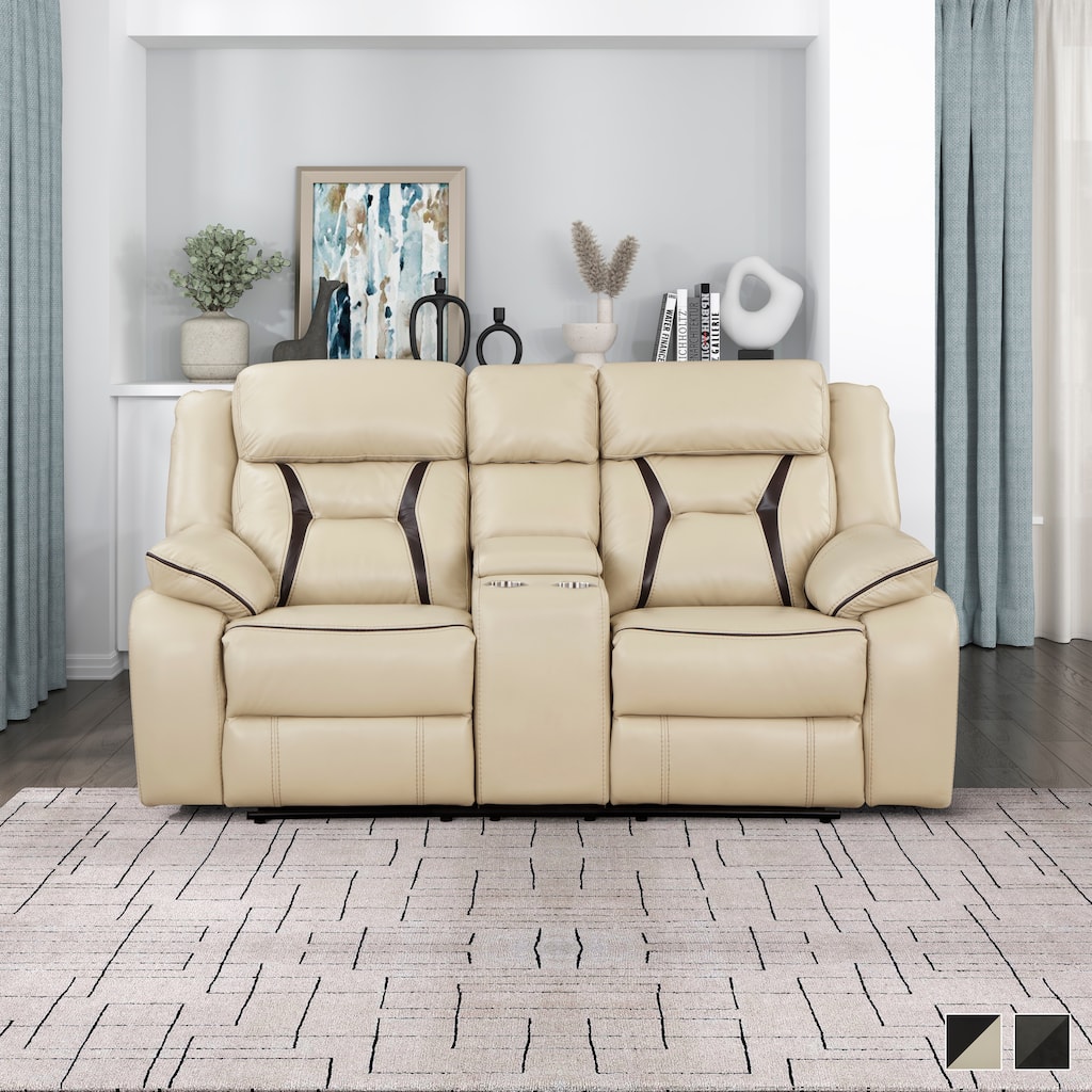 Matteo Breathable Faux Leather Manual Double Reclining Loveseat