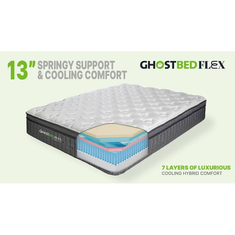 GhostBed 13 inch Flex Hybrid Medium Firm Memory Foam Mattress