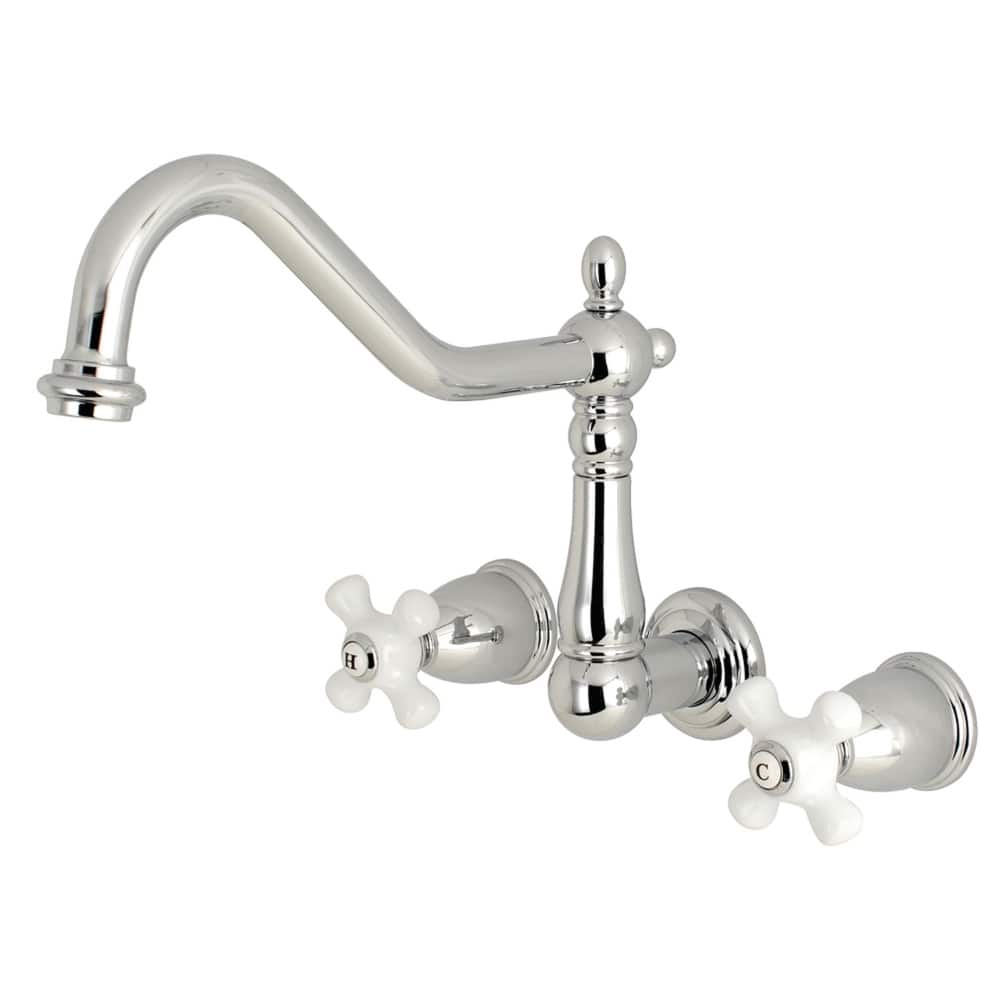Heritage 3-Hole Wall Mount Roman Tub Faucet in Polished Brass