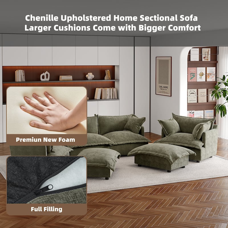 Double Layer Cushion Comfy Cloud Modular Sectional Sofa Set