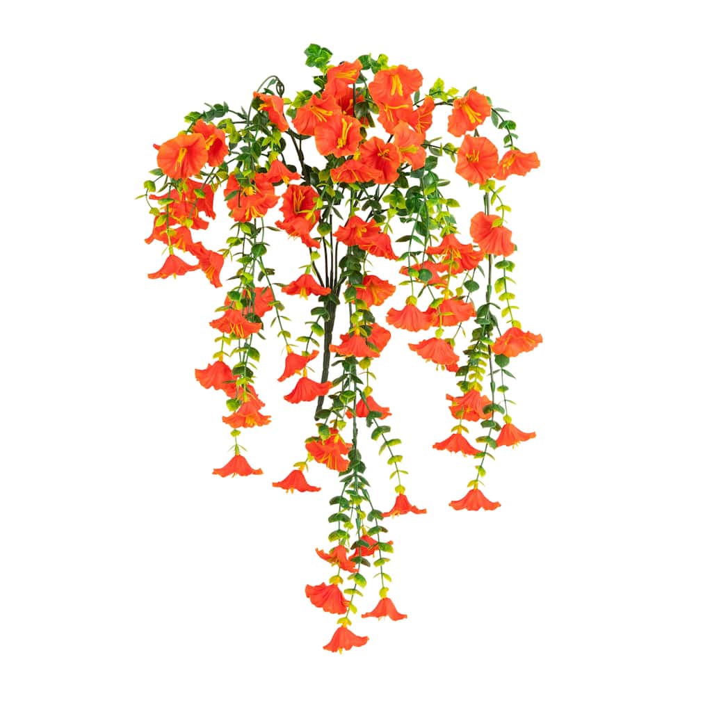 30-in UV Resistant Artificial Morning Glory Hanging Plant - Set of 6