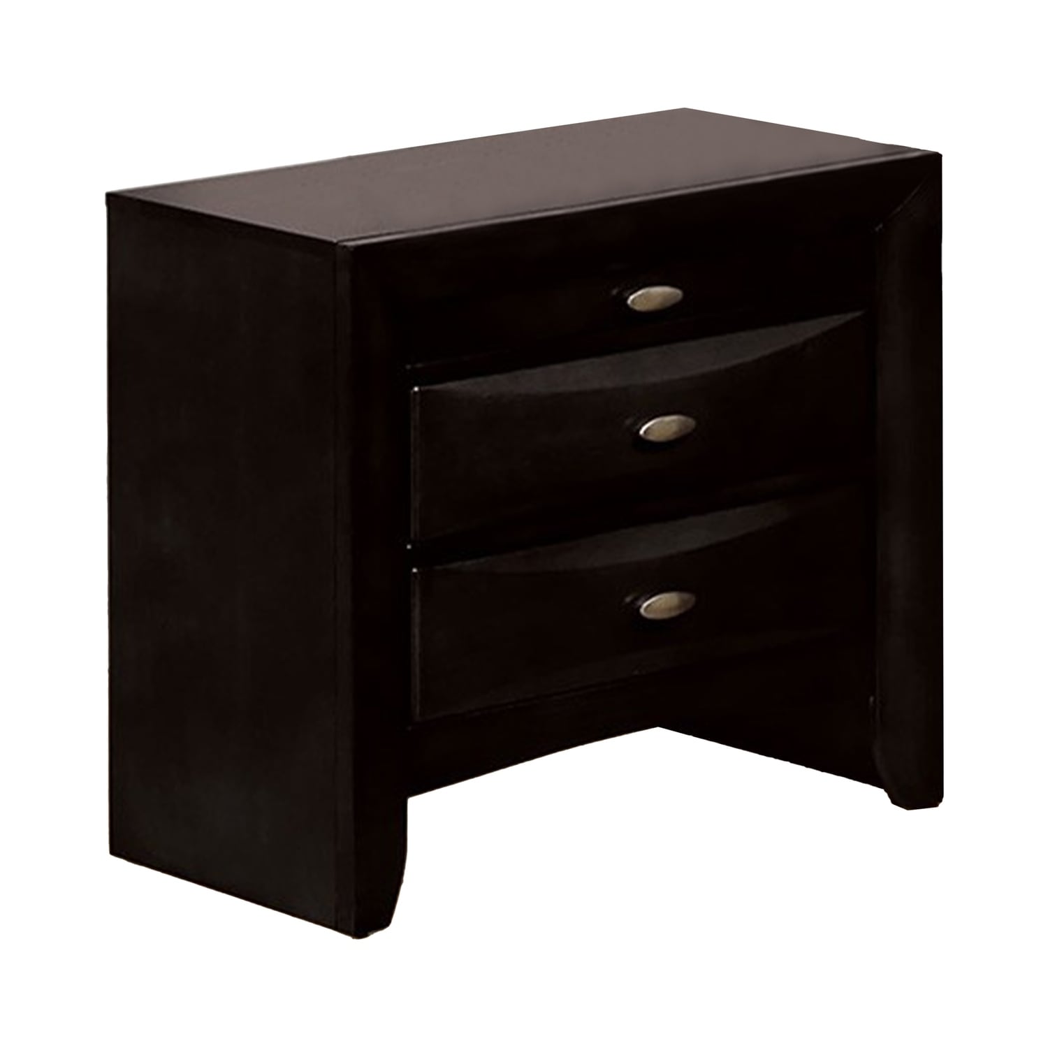 Black/Nickel 3 Drawer 25.5 in. W Nightstand with Sturdy Knob Pulls