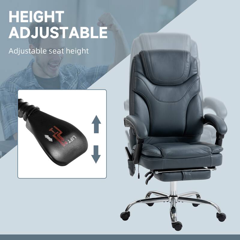 Vinsetto PU Leather Massage Office Chair with 6 Vibration Points, Heated Reclining Computer Chair