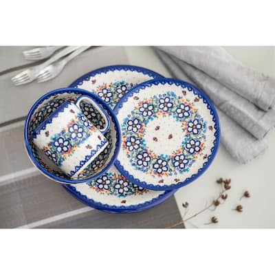Blue Rose Polish Pottery Vena Dinnerware (4 PC)