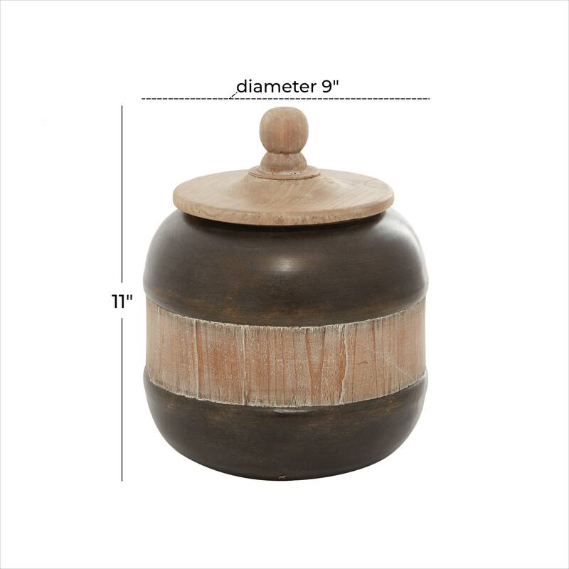Brown Metal Living Room Decorative Jars with Wood Lids