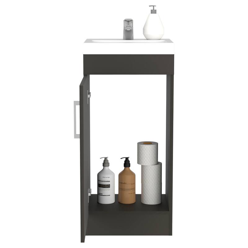 Single Door Cabinet with Interior Shelf, Metal Handle, and Durable Construction, 34.65" Tall - 12.99in L Particle Board