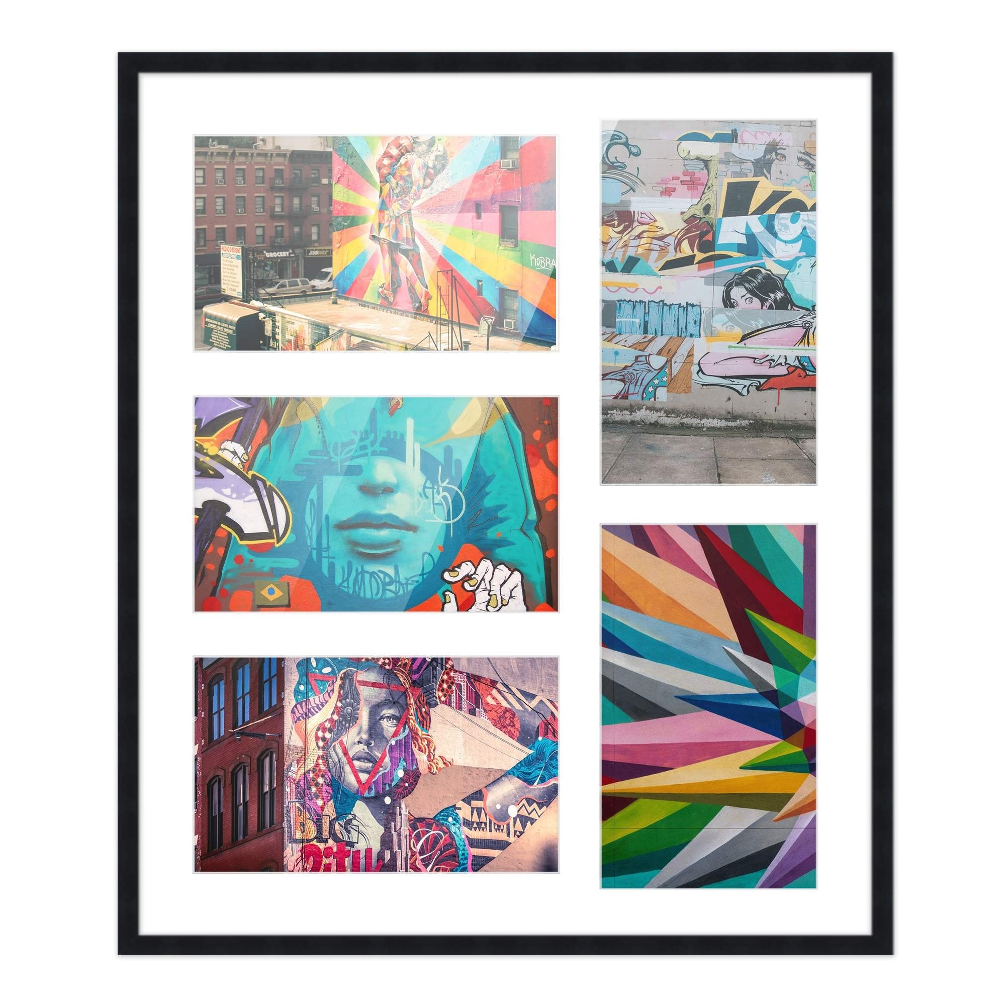 Black Finish Collage Frame - White Mat, 20 Frame Sizes to Choose From