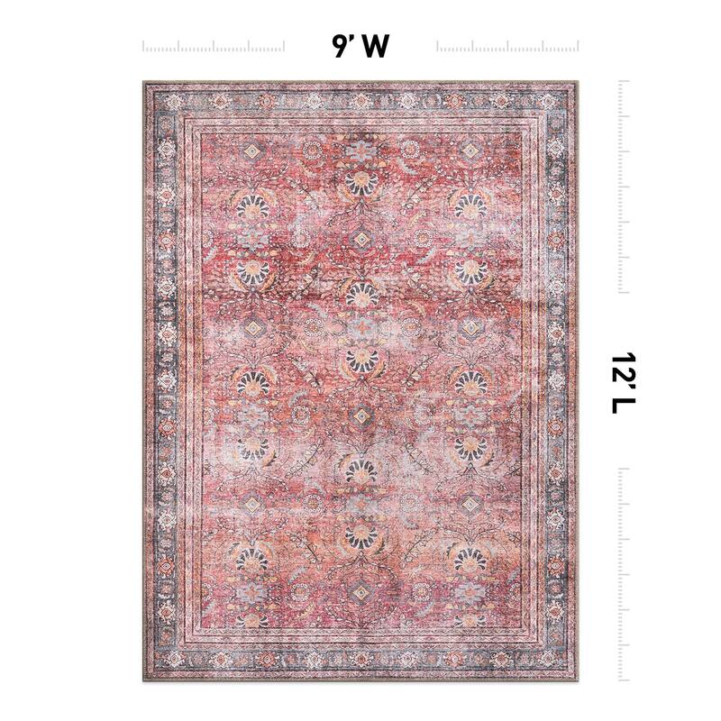 World Rug Gallery Vintage Inspired Machine Washable Non Slip Area Rug