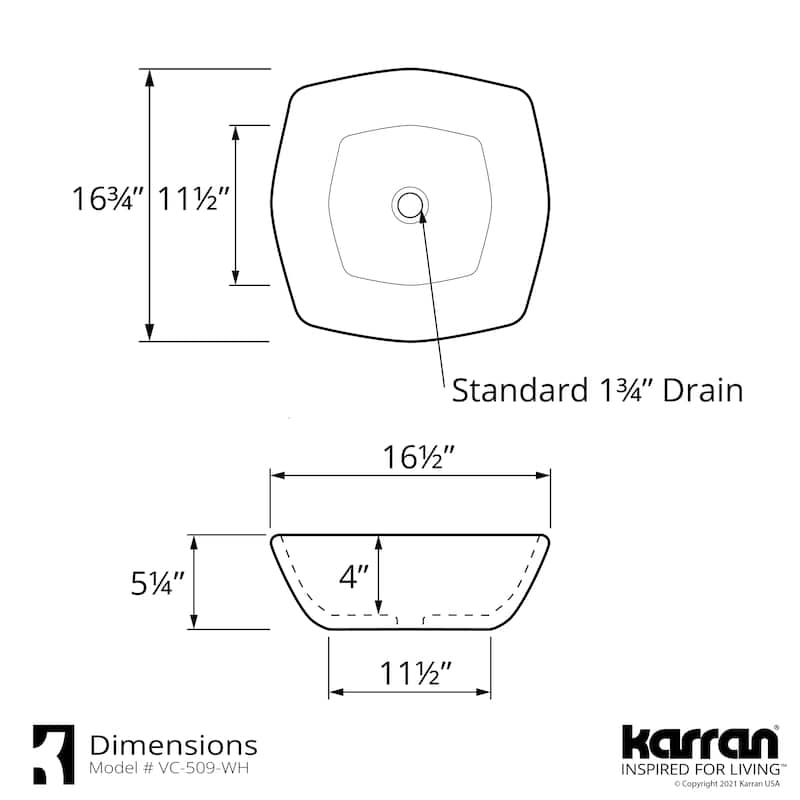 Karran Valera 17" Vitreous China Vessel Bathroom Sink in White