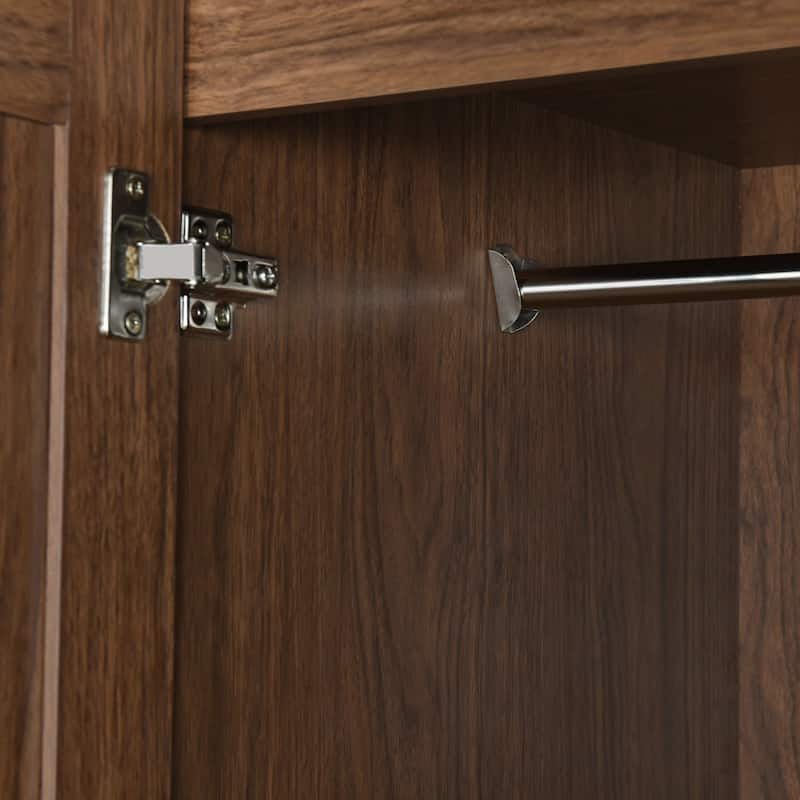 Roomfitters 4-Door Wardrobe Armoire with 2 Drawers and Hanging Rail