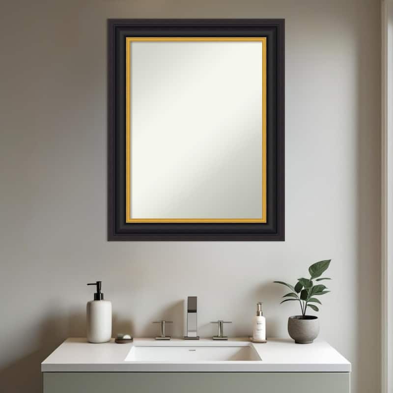 Sierra Non-Beveled Wood Framed Bathroom Vanity Wall Mirror