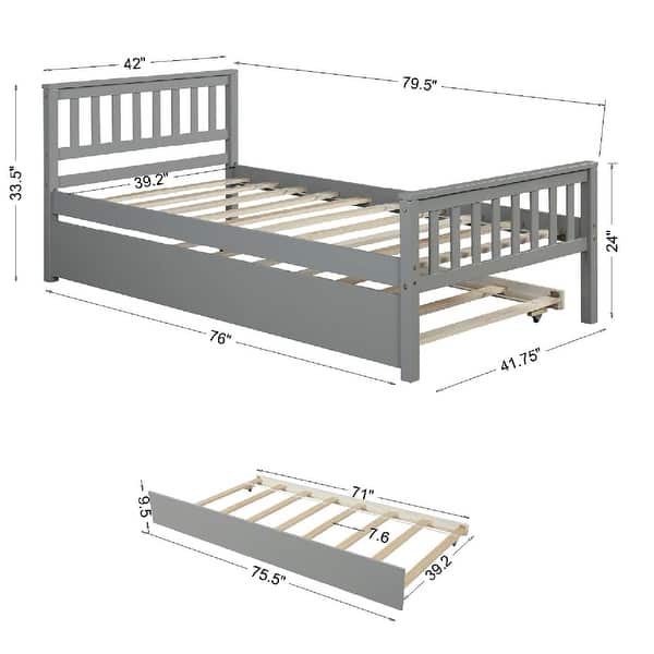 Twin Platform Bed Frame with Trundle, Headboard and Footboard