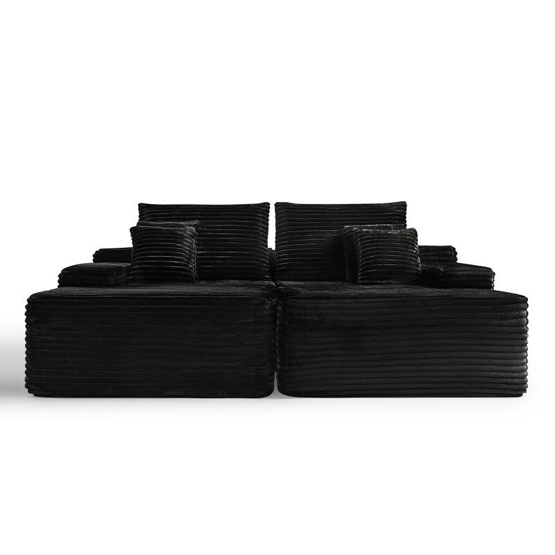 80" Corduroy Cloud Chaise Lounge with Deep Seat & No Assembly
