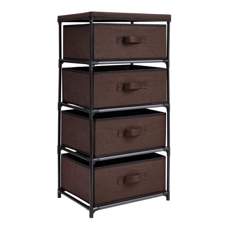 4-Tier Closet Dresser with Drawers - Dark Brown