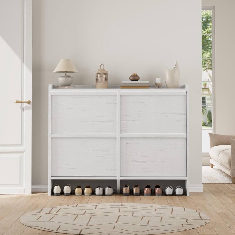Drawer Wooden Shoe Cabinet with Adjustable Shelves
