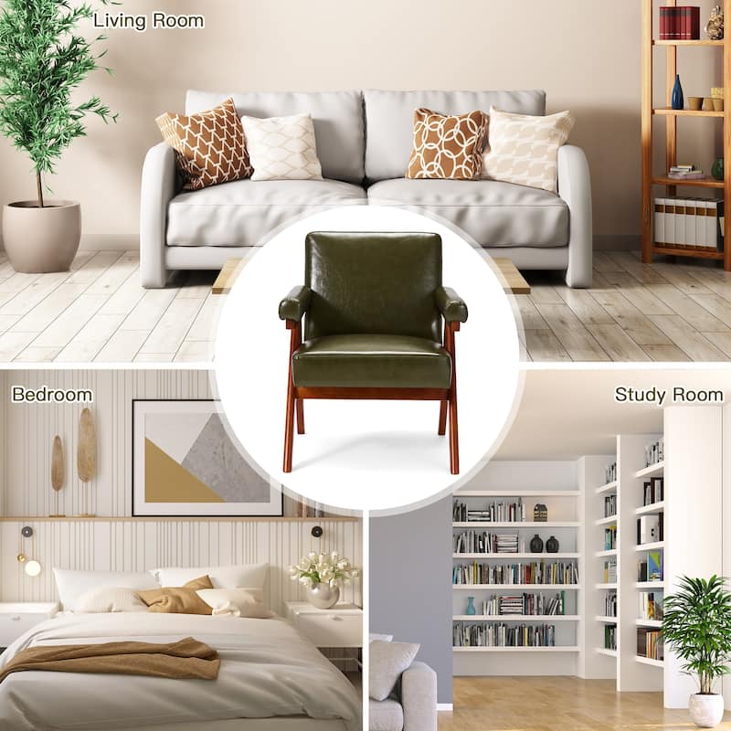 EROMMY Accent Chair, Mid Century Modern Sitting Chair with Solid Wood Frame, Armchair for Living Room Lounge Balcony