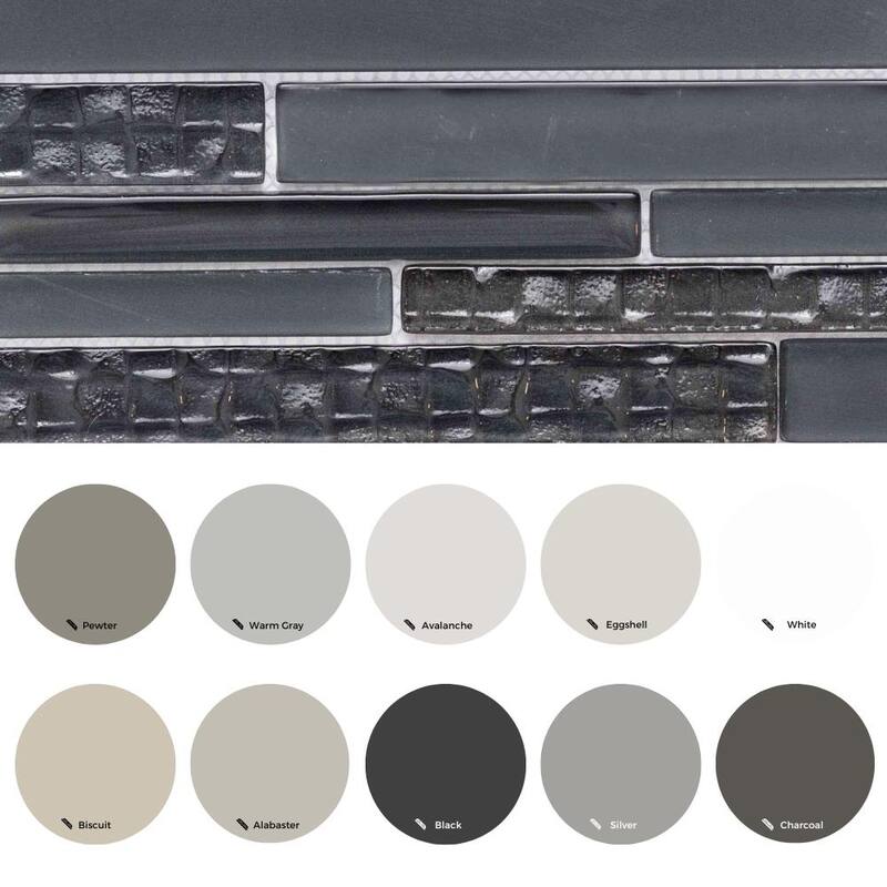 The Tile Life Karma Random Sized Brick Charcoal 12x12 Textured Glass Mosaic Backsplash & Wall Tile