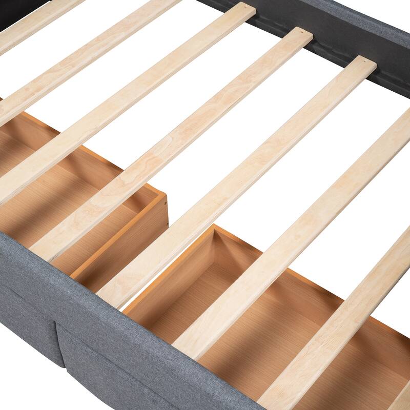 Twin Size Daybed with Storage Drawers, Upholstered Daybed with Wood