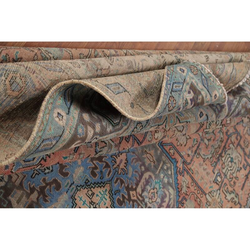 Light Pink Medallion Tabriz Persian Area Rug Handmade Wool Carpet - 9'9"x 12'8"