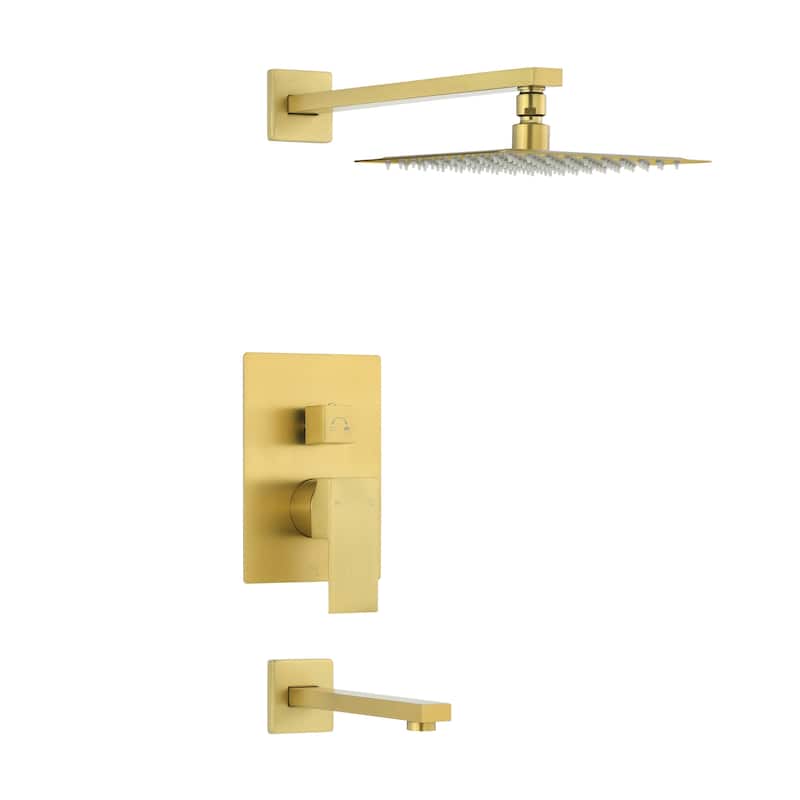 Concorde Single-Handle 1-Spray Tub And Shower Faucet In Brushed Gold (Valve Included) - 17.5" x 11.88" 5.88"