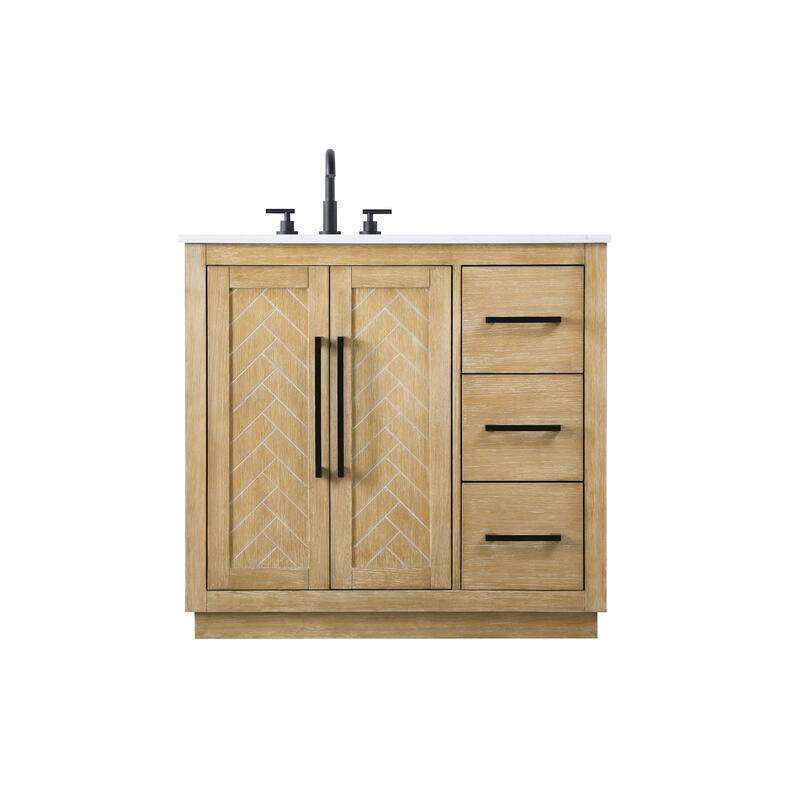 Elegant Lighting VF29036 Chase 36" Free Standing Single Basin Vanity - Linen Oak