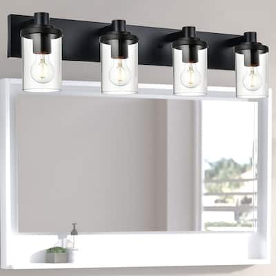 4-Light Vintage Bathroom Vanity Light with Clear Glass Shades