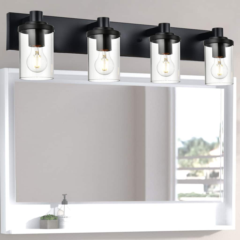 4-Light Vintage Bathroom Vanity Light with Clear Glass Shades