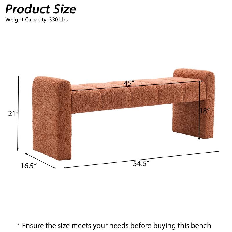 54" Boucle Bedroom Bench with Channel Tufted