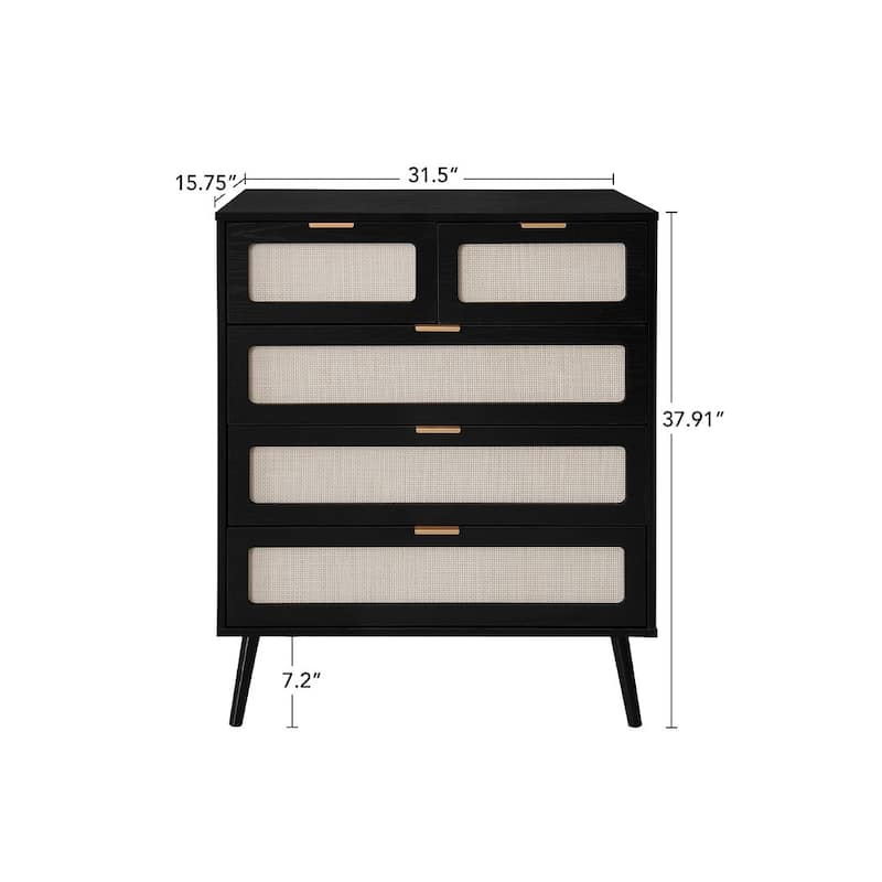 Freestanding Accent Cabinet, Bedroom Storage Cabinet with 5 Drawers