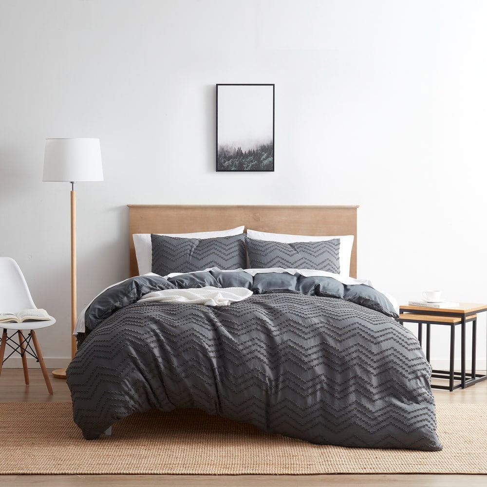 Nestl Boho Tufted Embroidery Double Brushed Duvet Cover with Button Closure