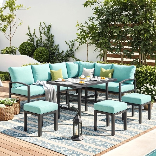 AECOJOY Metal Patio Furniture Set 7 Pieces Modern Outdoor
