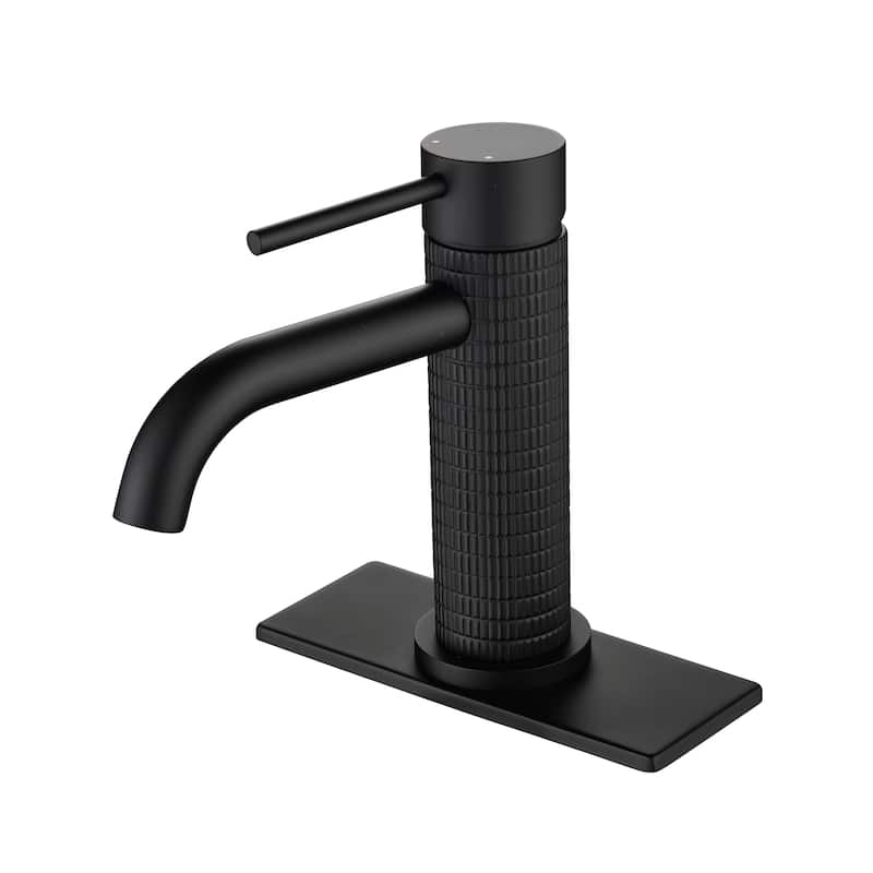 6.4"H Solid Brass Single-handle Bathroom Sink Faucet - Matte Black