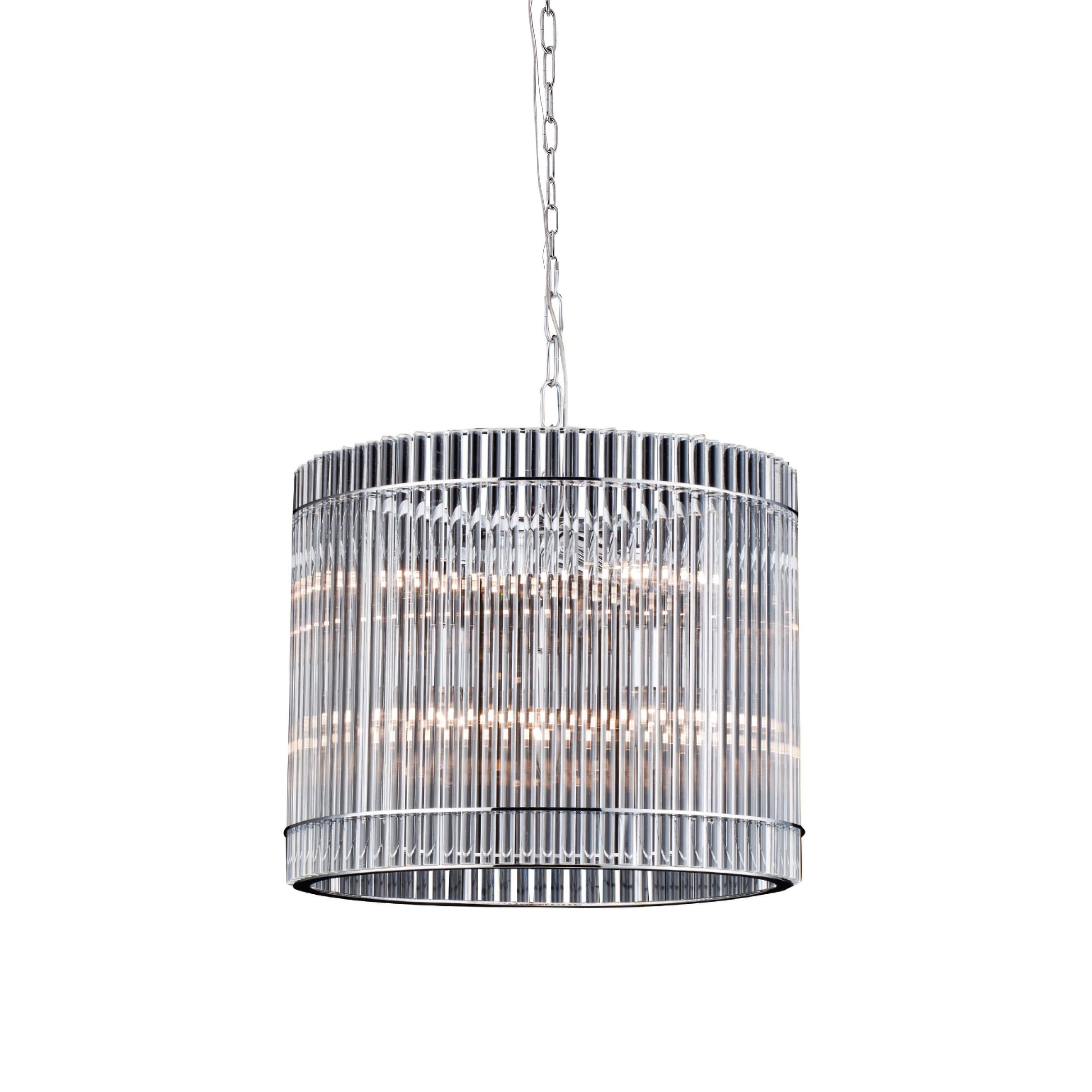 6-Light Chrome Chandelier With Clear Crystal Rods