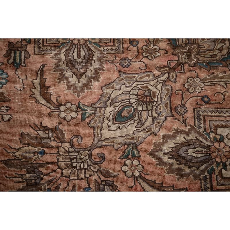 Distressed Tabriz Persian Vintage Rug Hand-Knotted Wool Carpet - 9'5" x 12'3"
